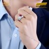 Nhẫn nam vàng trắng Au750 đính kim cương và ruby hồng