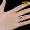 Nhẫn nam vàng trắng Au750 đính kim cương và ruby hồng