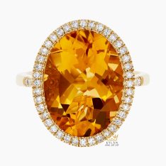 Nhẫn nữ Oval vàng Au750 đính kim cương và đá quý vàng