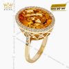 Nhẫn nữ Oval vàng Au750 đính kim cương và đá quý vàng