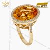 Nhẫn nữ Oval vàng Au750 đính kim cương và đá quý vàng