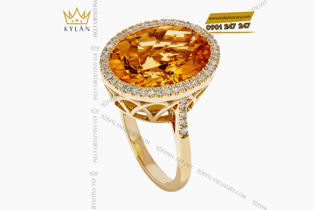 Kỳ Lân Luxury Nhan nu Oval vang Au750 dinh kim cuong va da quy vang 6 Nhẫn nữ Oval vàng Au750 đính kim cương và đá quý vàng