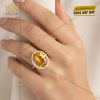 Nhẫn nữ Oval vàng Au750 đính kim cương và đá quý vàng