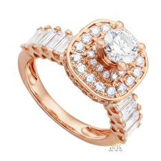 Nhẫn nữ vàng hồng Au750 đính kim cương 