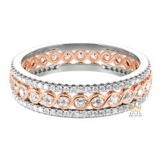 Nhẫn nữ vàng hồng Au750 đính kim cương