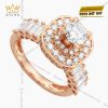 Nhẫn nữ vàng hồng Au750 đính kim cương 