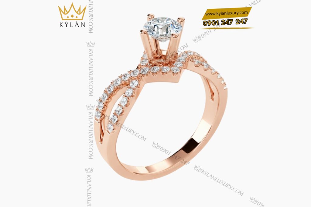 Nhẫn nữ vàng hồng Au750 đính kim cương 3 Nhẫn nữ vàng hồng Au750 đính kim cương