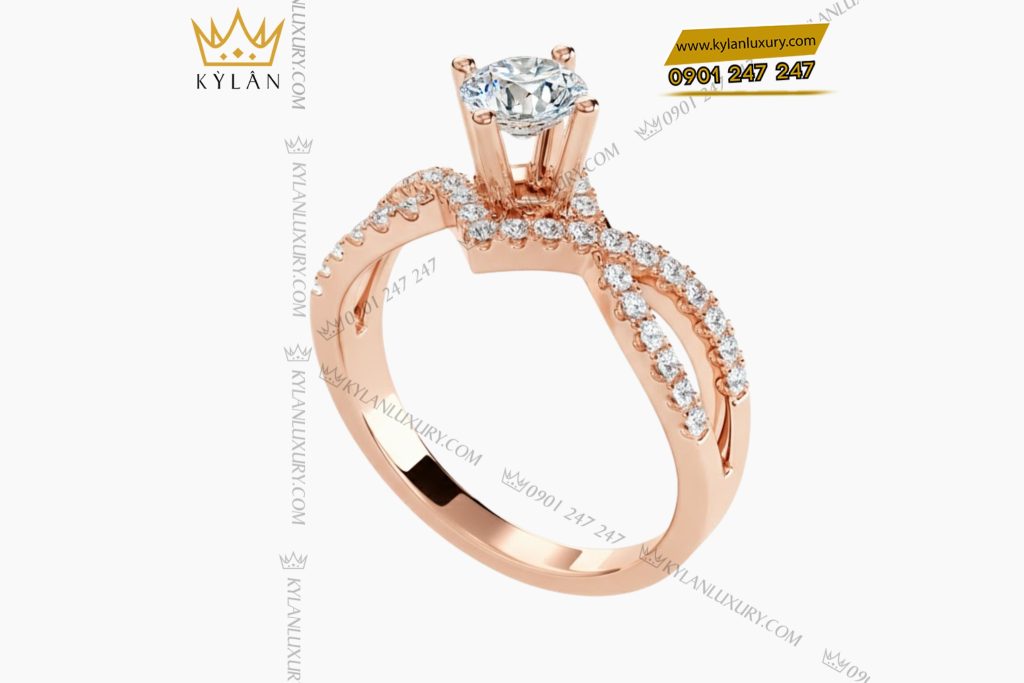 Nhẫn nữ vàng hồng Au750 đính kim cương 10 Kỳ Lân Luxury Nhan nu vang hong Au750 dinh kim cuong 4 Nhẫn nữ vàng hồng Au750 đính kim cương