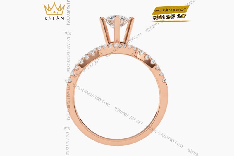 Nhẫn nữ vàng hồng Au750 đính kim cương