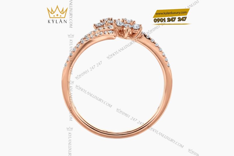 Nhẫn nữ vàng hồng Au750 đính kim cương