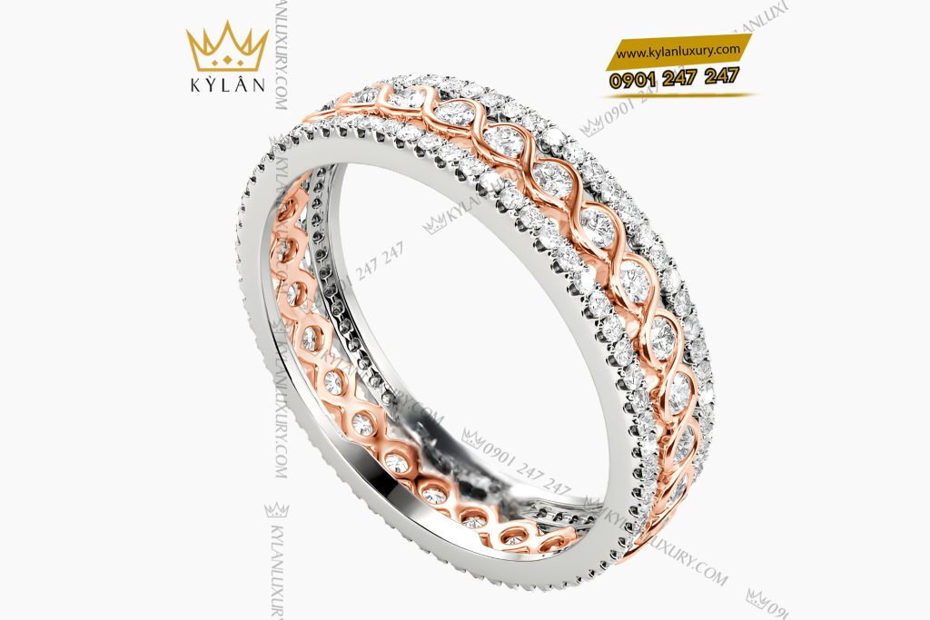 Kỳ Lân Luxury Nhan nu vang hong Au750 dinh kim cuong 6 3 Nhẫn nữ vàng hồng Au750 đính kim cương