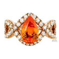 Nhẫn nữ vàng hồng Au750 đính kim cương và đá quý vàng