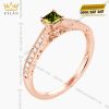Nhẫn nữ vàng hồng Au750 đính kim cương và đá quý xanh