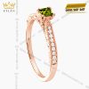 Nhẫn nữ vàng hồng Au750 đính kim cương và đá quý xanh