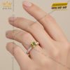 Nhẫn nữ vàng hồng Au750 đính kim cương và đá quý xanh