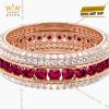 Nhẫn nữ vàng hồng Au750 đính kim cương và đá ruby đỏ