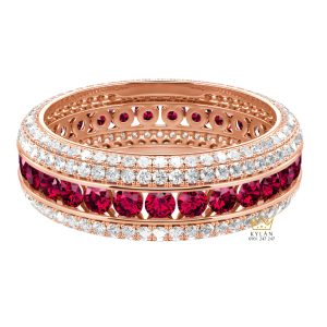 Kỳ Lân Luxury Nhan nu vang hong Au750 dinh kim cuong va da ruby do Giỏ hàng