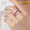 Nhẫn nữ vàng hồng Au750 đính kim cương và đá ruby đỏ