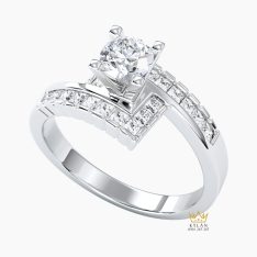 Nhẫn nữ vàng trắng Au750 đính kim cương