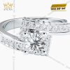 Nhẫn nữ vàng trắng Au750 đính kim cương