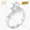 Nhẫn nữ vàng trắng Au750 đính kim cương