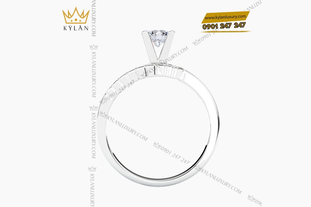 Nhẫn nữ vàng trắng Au750 đính kim cương 3 Nhẫn nữ vàng trắng Au750 đính kim cương