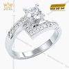 Nhẫn nữ vàng trắng Au750 đính kim cương