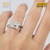 Nhẫn nữ vàng trắng Au750 đính kim cương
