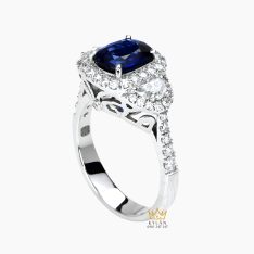 Nhẫn nữ vàng trắng Au750 đính kim cương và đá quý