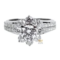 Nhẫn nữ vàng trắng Au750 đính viên chủ 5ly4