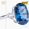 Nhẫn nữ vàng trắng Au750 đính viên chủ đá Topaz