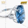 Nhẫn nữ vàng trắng Au750 đính viên chủ đá Topaz