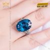 Nhẫn nữ vàng trắng Au750 đính viên chủ đá Topaz