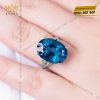 Nhẫn nữ vàng trắng Au750 đính viên chủ đá Topaz