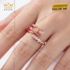 Nhẫn rồng vàng hồng Au7501 đính kim cương