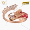 Nhẫn rồng vàng hồng Au7501 đính kim cương
