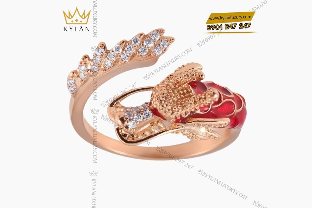 Kỳ Lân Luxury Nhan rong vang hong Au7501 dinh kim cuong 5 Nhẫn rồng vàng hồng Au7501 đính kim cương