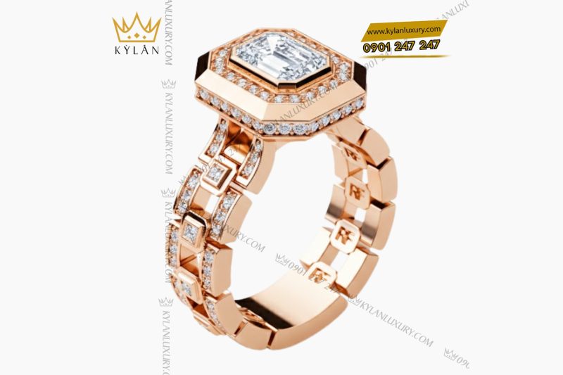 Nhẫn vàng hồng Au750 đính kim cương