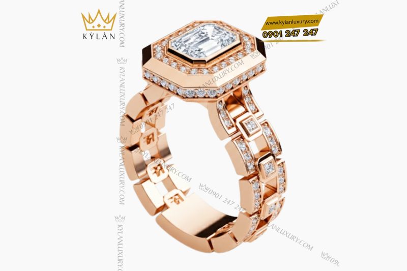 Nhẫn vàng hồng Au750 đính kim cương