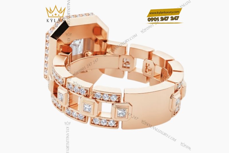 Nhẫn vàng hồng Au750 đính kim cương