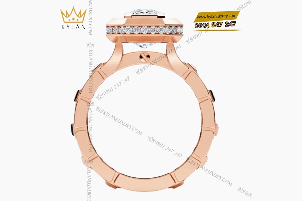 Nhẫn vàng hồng Au750 đính kim cương