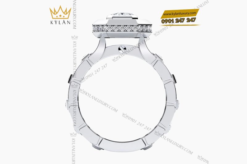 Nhẫn vàng trắng Au750 đính kim cương