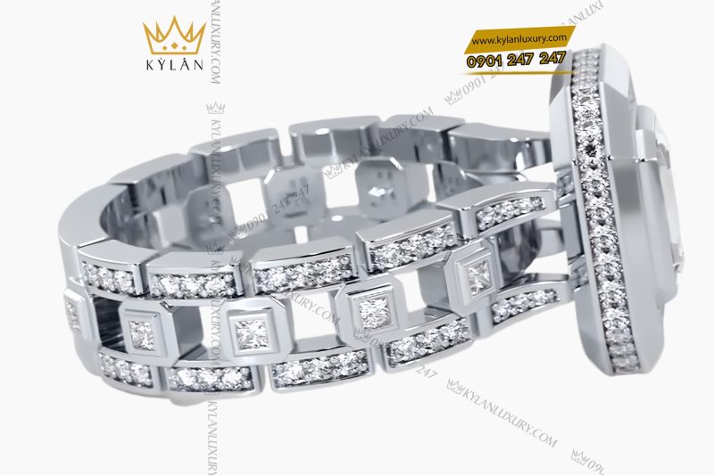 Nhẫn vàng trắng Au750 đính kim cương