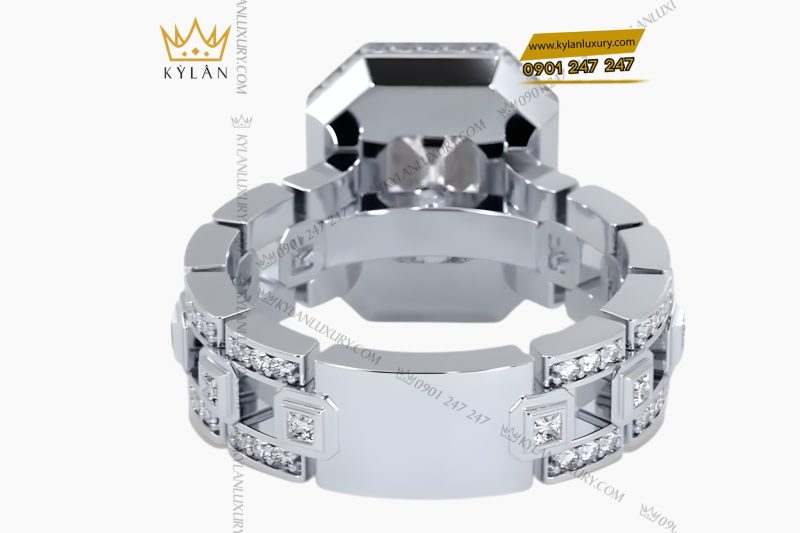 Nhẫn vàng trắng Au750 đính kim cương