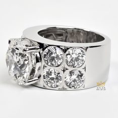 Nhẫn nam vàng trắng Au750 đính kim cương chủ 12ly