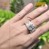 Nhẫn nam vàng trắng Au750 đính kim cương chủ 12ly