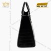 Túi xách nữ full da cá Alligator black đính logo chữ Bella vàng Au750
