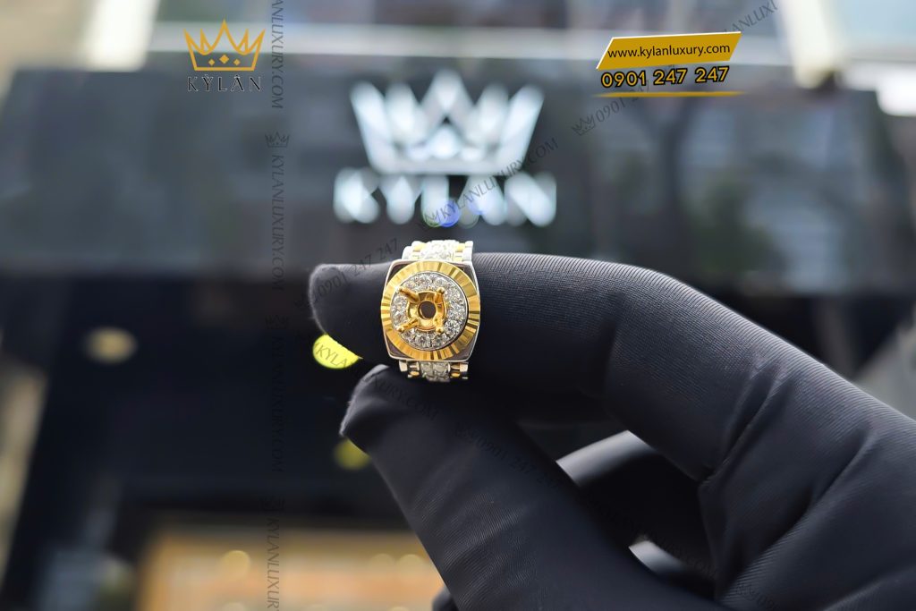 Vỏ nhẫn Rolex demi vàng vàng Au750 đính kim cương 15 Kỳ Lân Luxury Vo nhan Rolex demi vang vang Au750 dinh kim cuong 11 Vỏ nhẫn Rolex demi vàng vàng Au750 đính kim cương