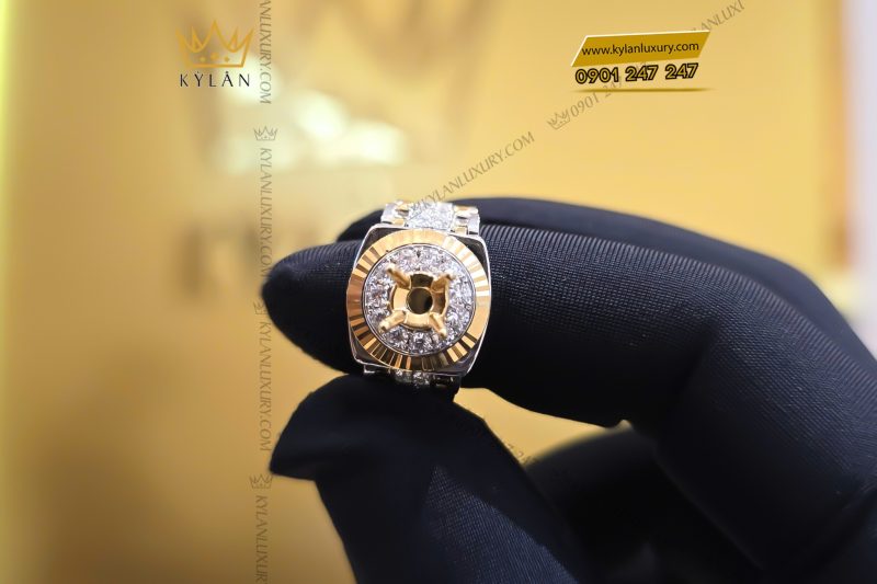 Vỏ nhẫn Rolex demi vàng vàng Au750 đính kim cương