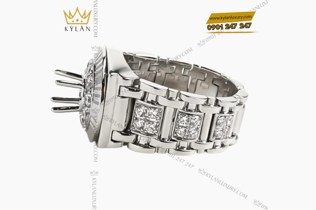Vỏ nhẫn Rolex vàng trắng Au750 đính kim cương 10 Kỳ Lân Luxury Vo nhan Rolex vang trang Au750 dinh kim cuong 4 Vỏ nhẫn Rolex vàng trắng Au750 đính kim cương
